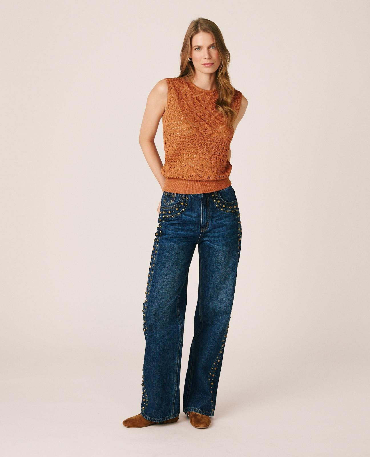 alma-en-pena-top-low-cut-cut-out-stricktop-braun-mit-lurex image 3