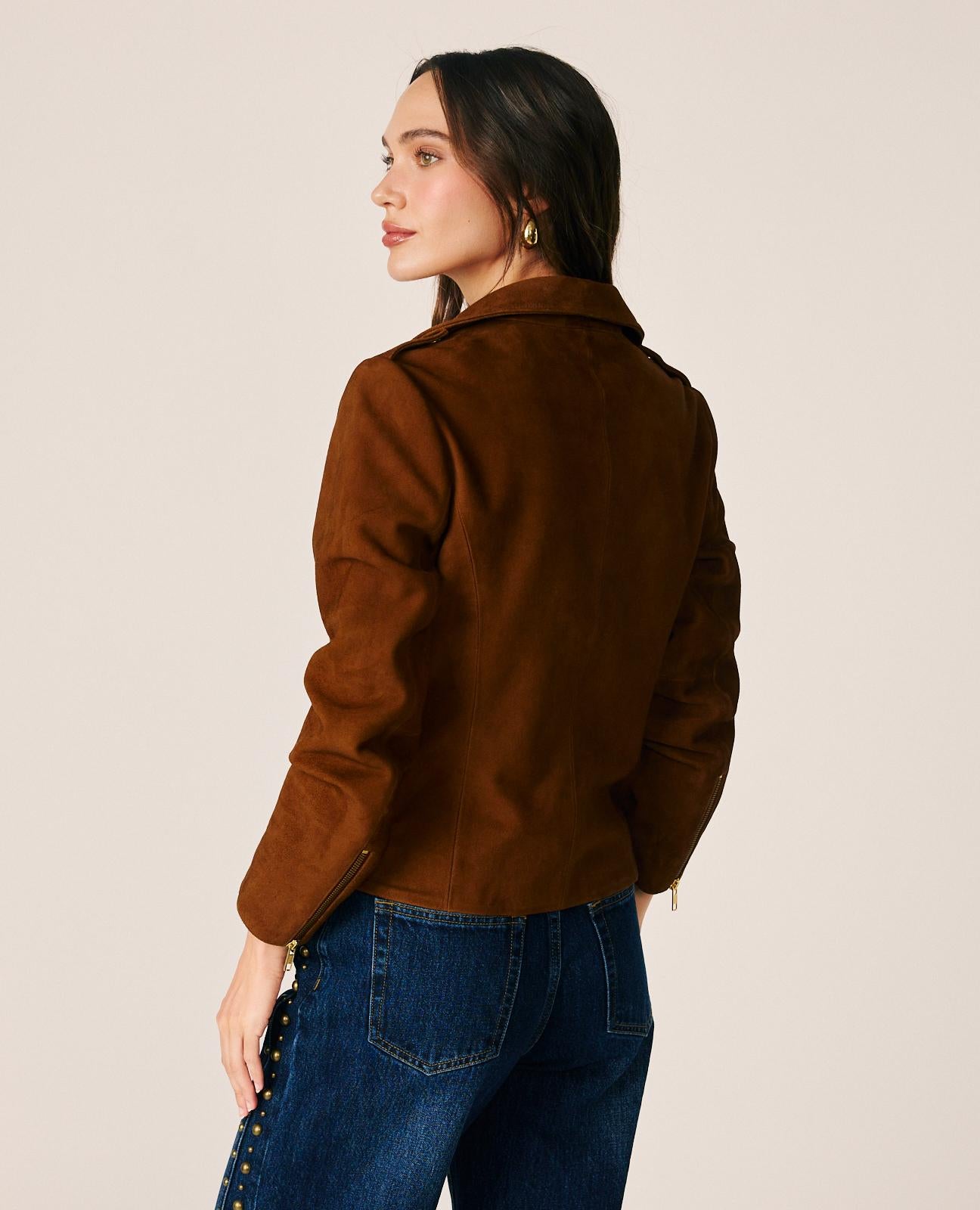 alma-en-pena-suede-bikerjacke-aus-wildleder-in-camel image 7
