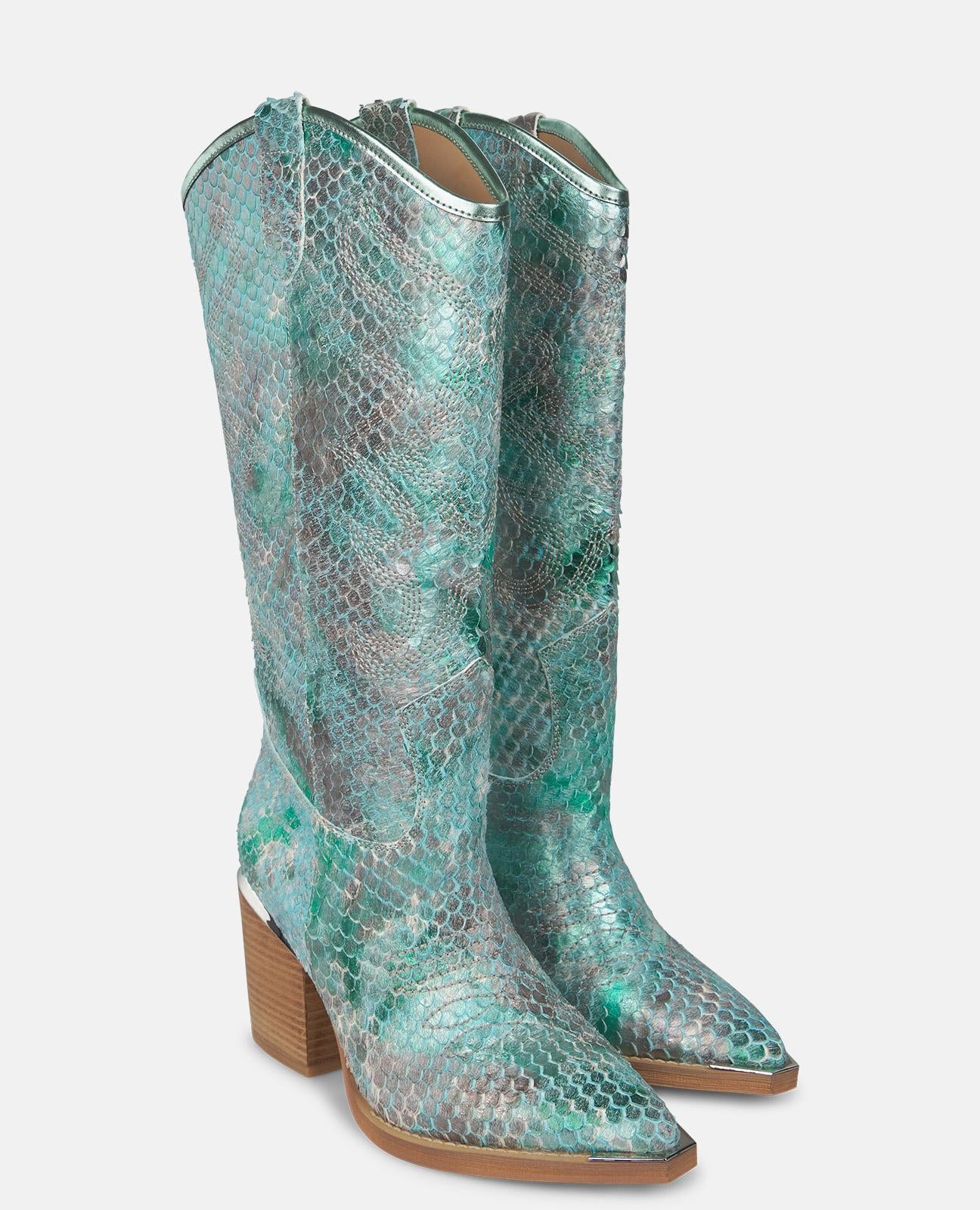 alma-en-pena-cowboy-boot-damen-cowboystiefel-t-rkis-mit-8-5-cm-absatz image 3