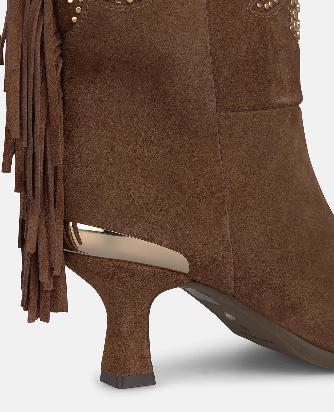 alma-en-pena-suede-cowboy-bootie-fransen-camel-6-cm image 4