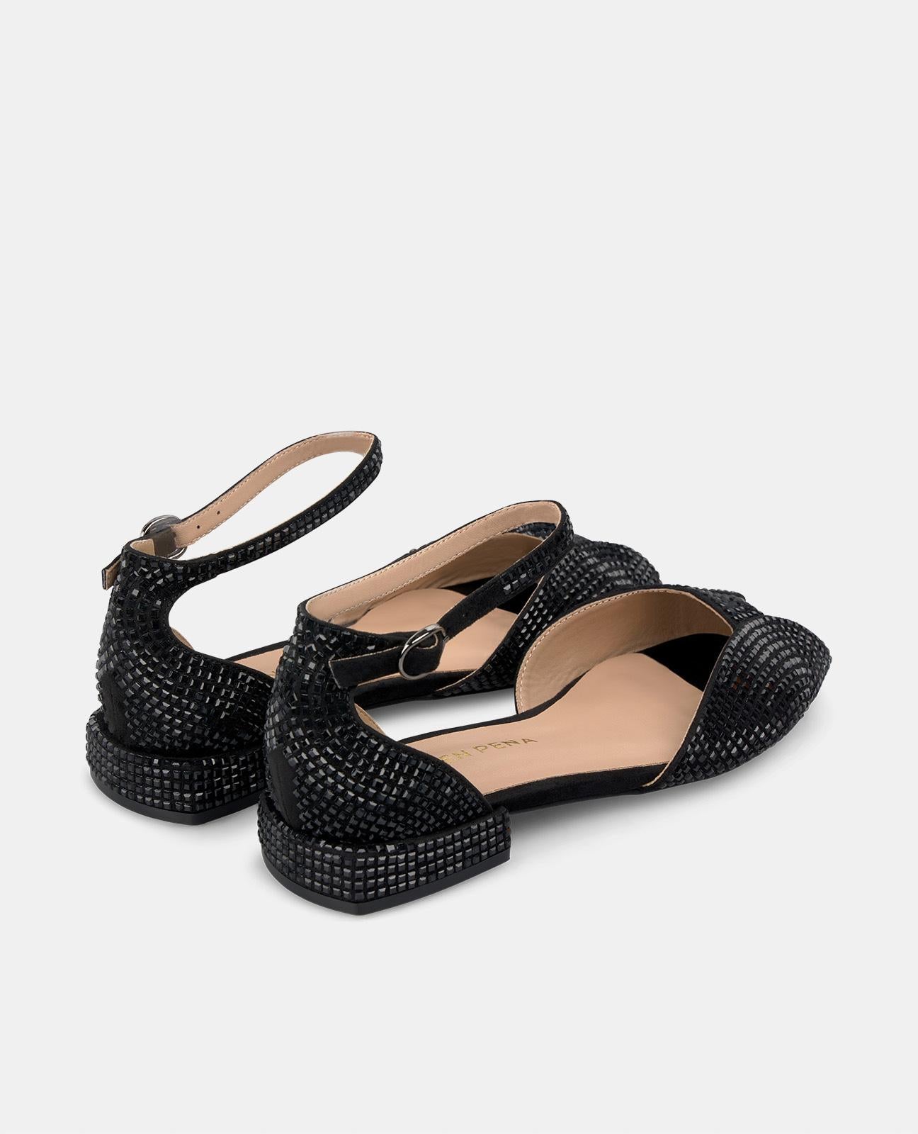 alma-en-pena-flache-sandale-mit-strass-schwarz image 3