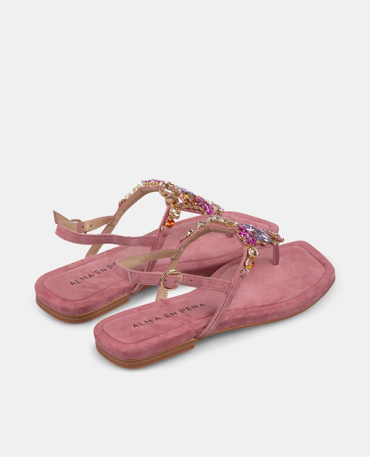 alma-en-pena-flache-sandale-mit-strass-ornamenten-eckig-lila image 3