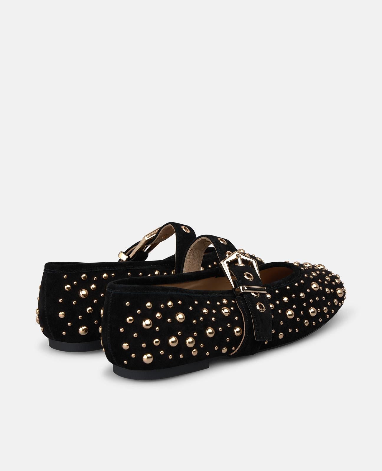 alma-en-pena-suede-ballerina-flats-wildleder-ballerinas-mit-nieten-in-schwarz image 3
