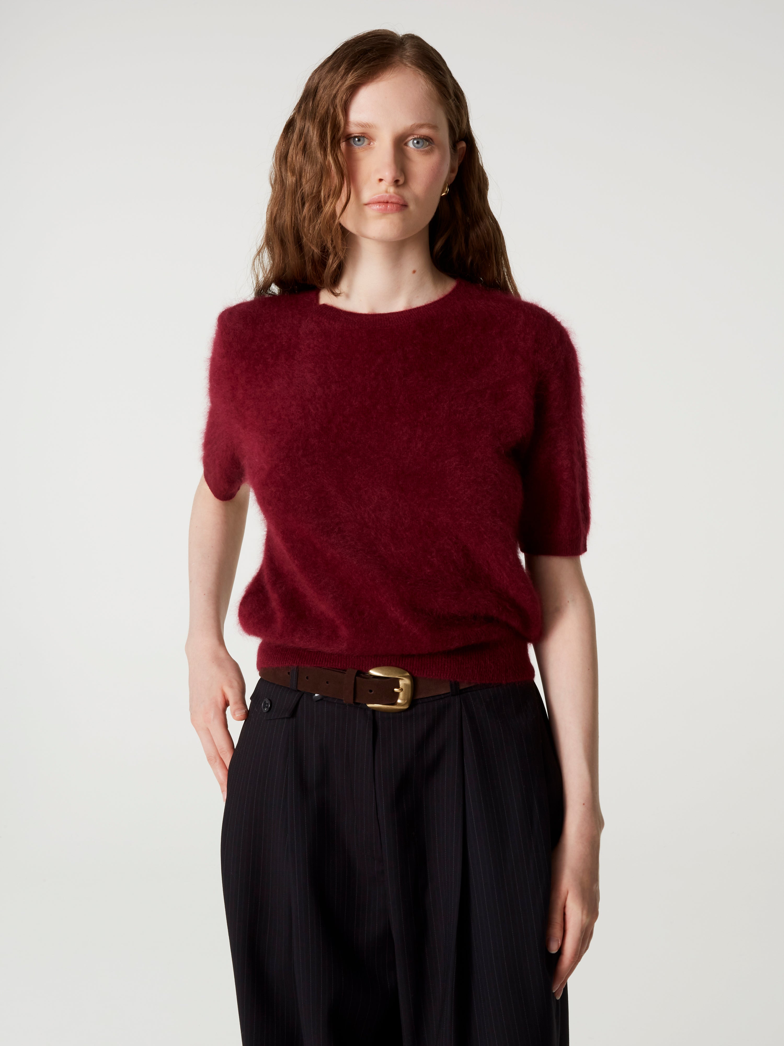 absolut-amaya-kaschmir-pullover-kurzarm-damen-burgundy image 1