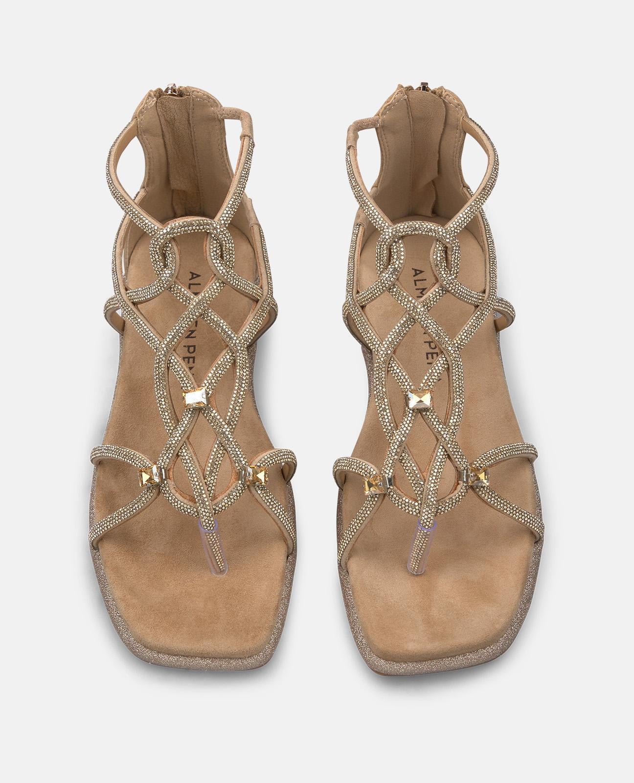 alma-en-pena-flache-riemchen-sandalen-arena-strass-2-cm image 4