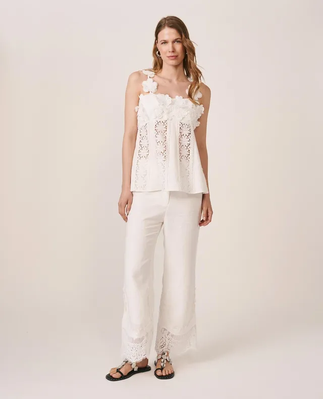 alma-en-pena-leinenhose-mit-stickerei-wei-e-high-waist-hose-lang image 1