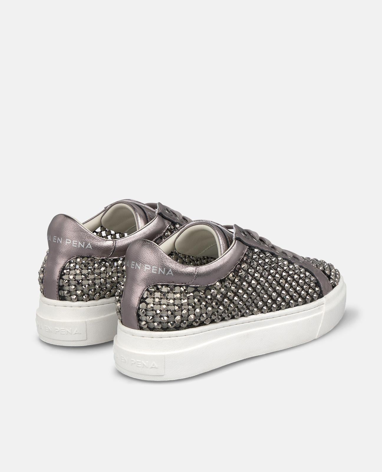 alma-en-pena-sport-sneaker-mit-strass-in-silber-plateau-3-5-cm image 3