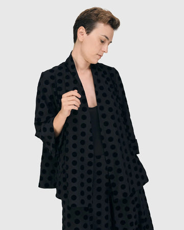 alembika-dot-flocked-swing-jacke-schwarz image 7