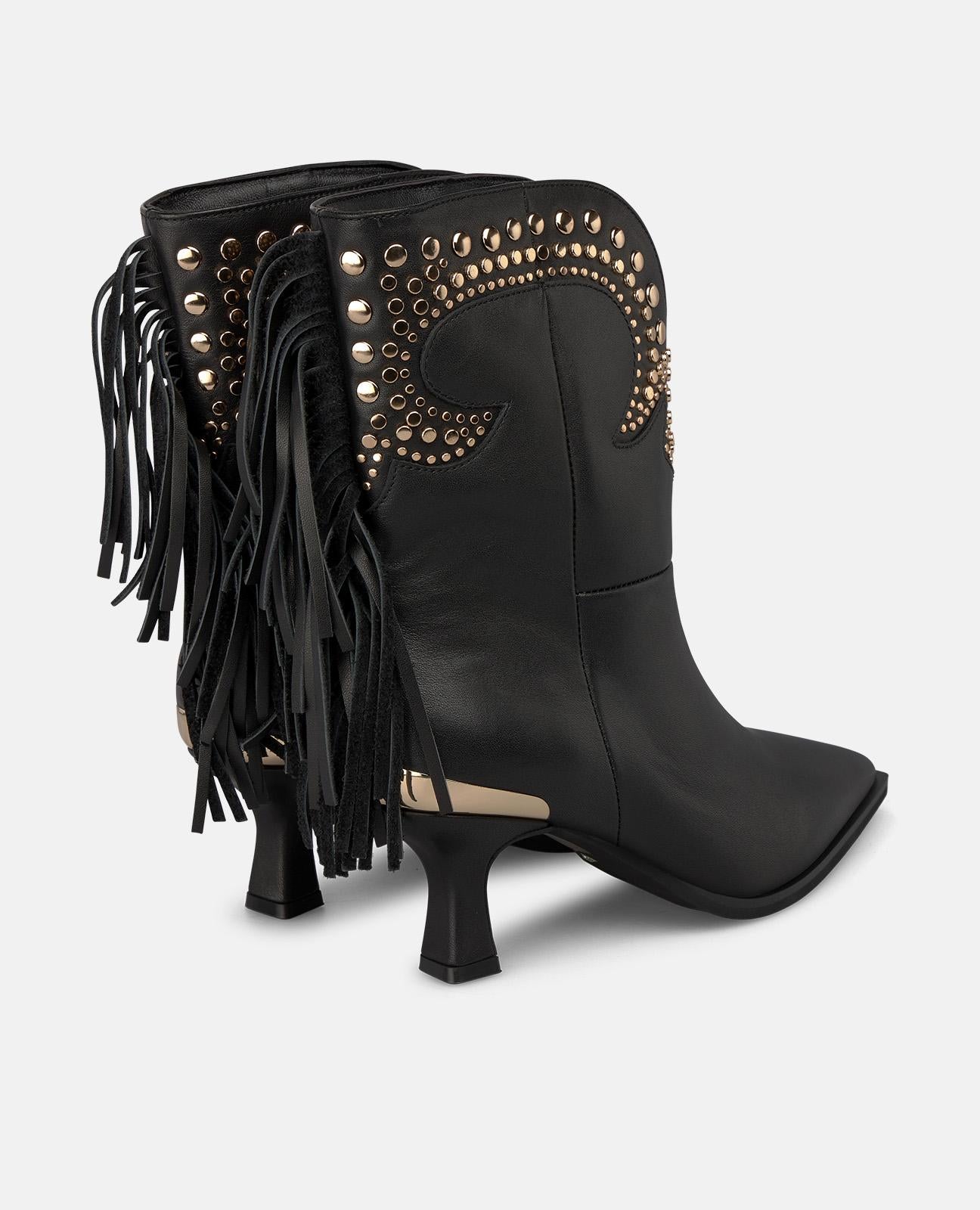 alma-en-pena-cowboy-ankle-boots-mit-fransen-nappa-leder-schwarz image 3