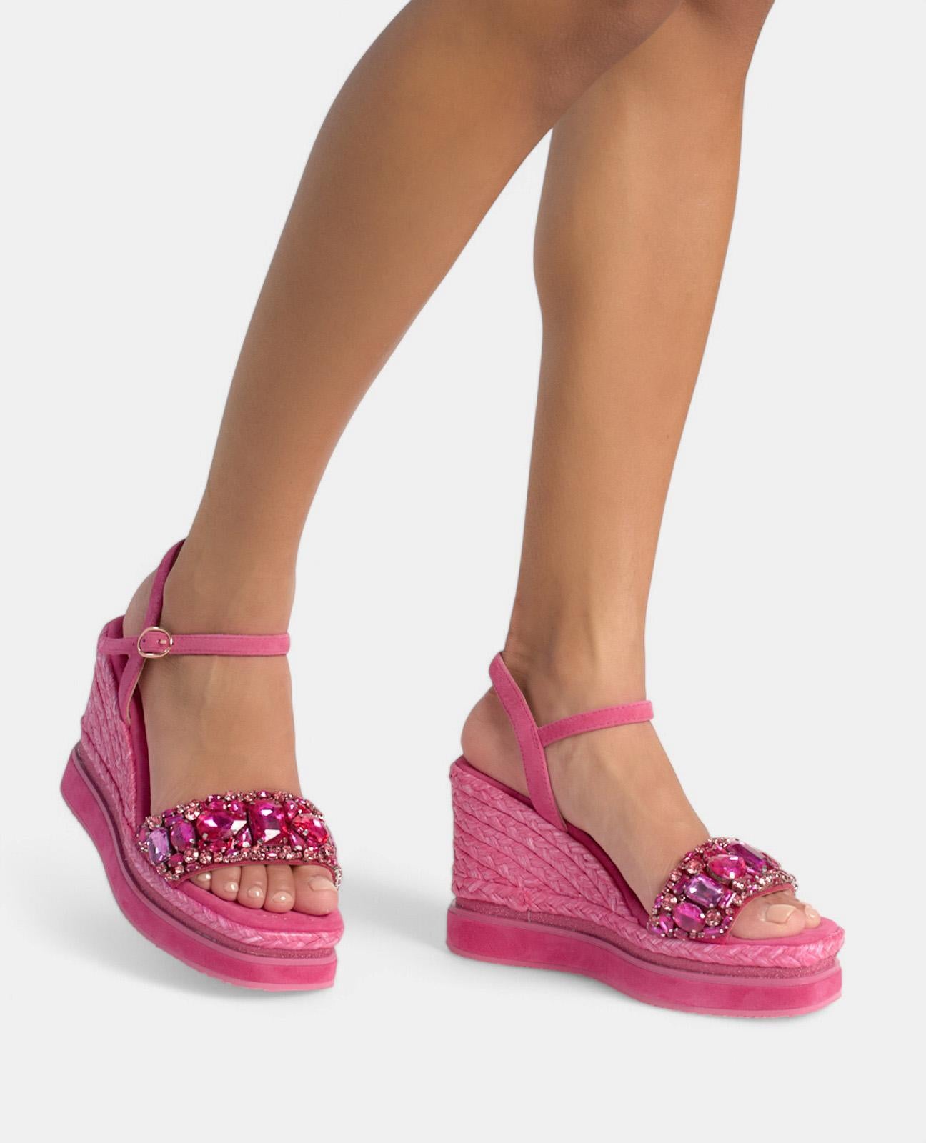 alma-en-pena-keilsandalette-mit-strass-und-plateau-fuchsia image 4