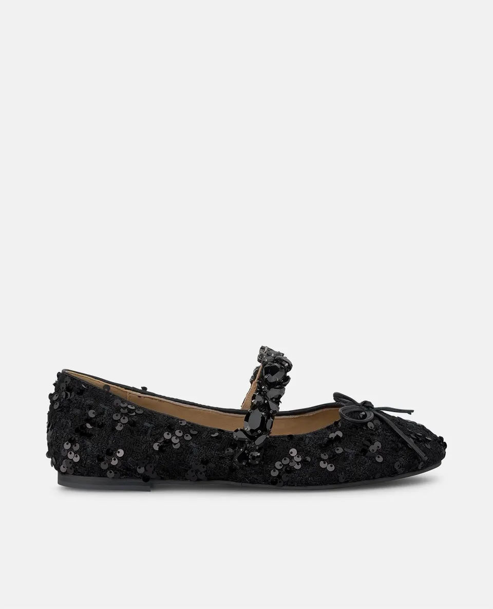 alma-en-pena-53686-ballerina-tweed-schwarz-0-5-cm-mit-schleife image 1