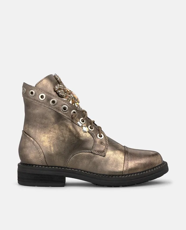 alma-en-pena-military-loot-bronze-damen-schn-r-stiefeletten-leder-flach-3-cm image 1