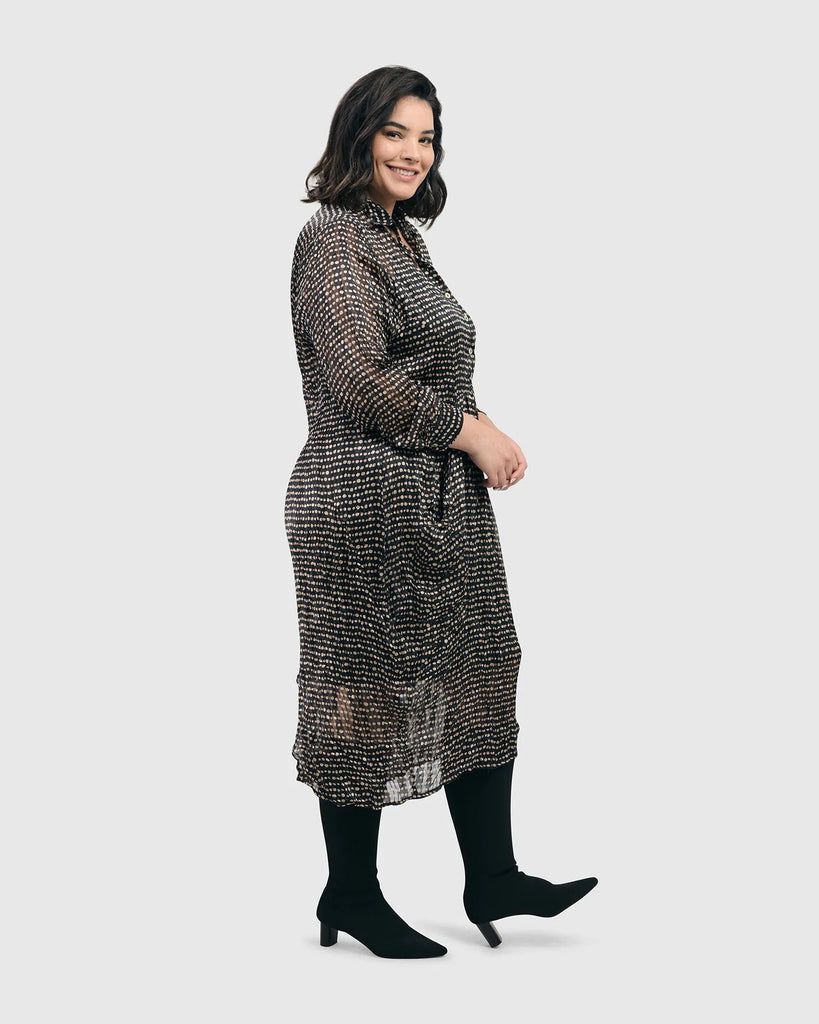 alembika-mist-crinkle-midikleid-coffee-black image 1