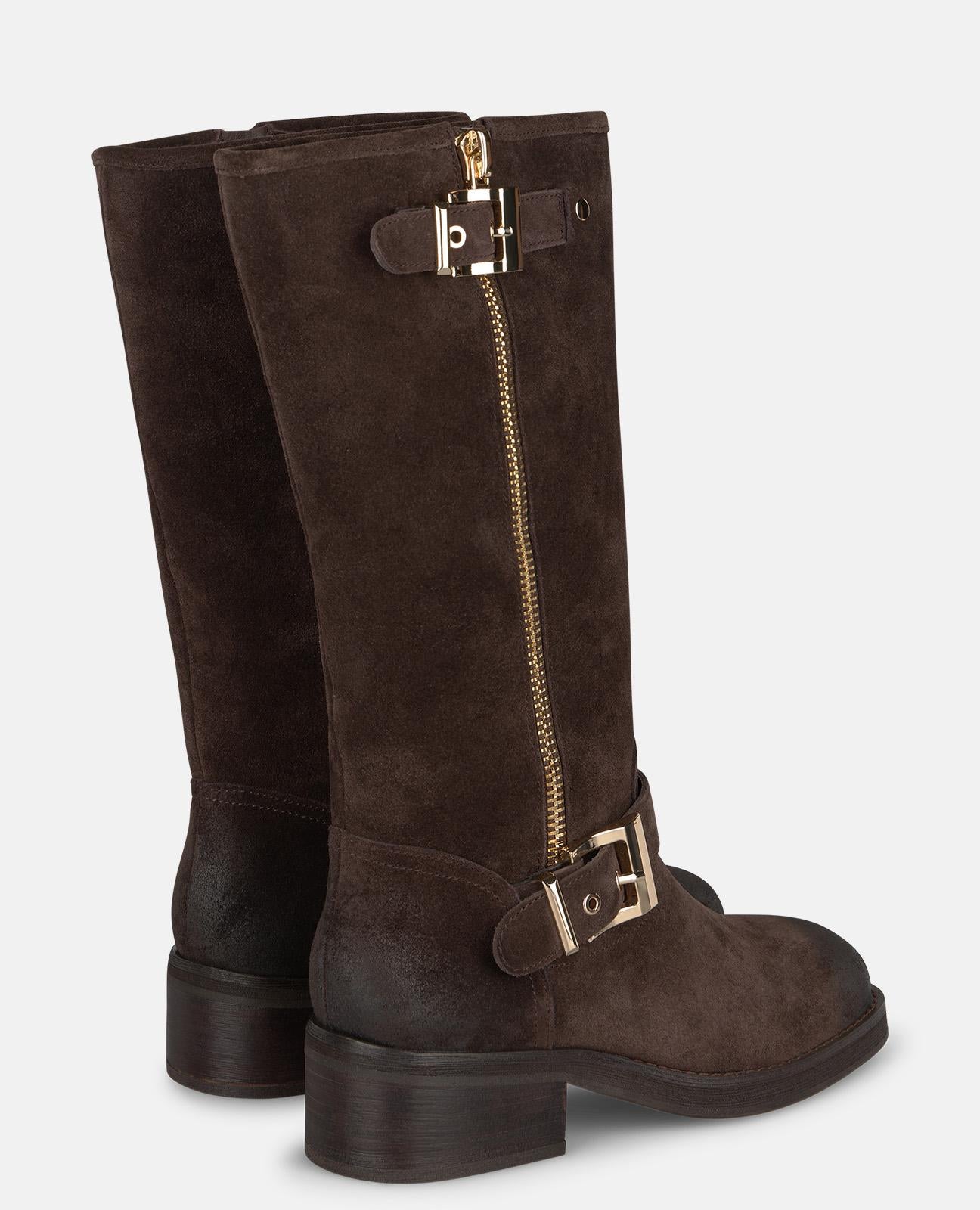 alma-en-pena-biker-boots-braun-wildleder-4-5-cm-blockabsatz image 3