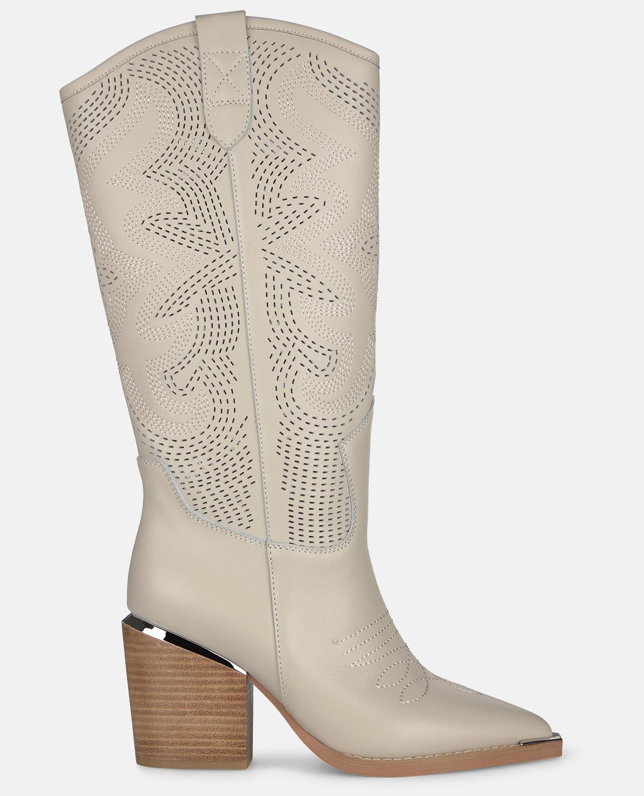 alma-en-pena-high-cowboy-boot-nappa-creme-8-cm-absatz-38-cm-schaft image 1