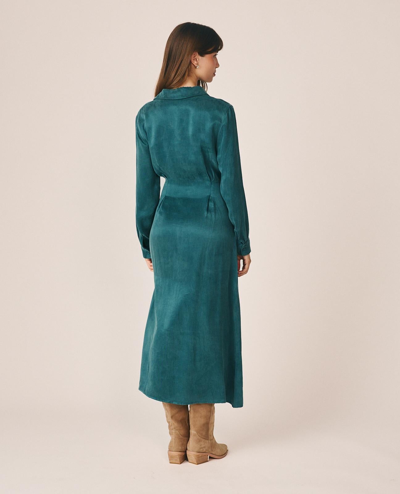 alma-en-pena-lyocell-shirt-style-midi-dress-hemdkleid-midi-blau image 6