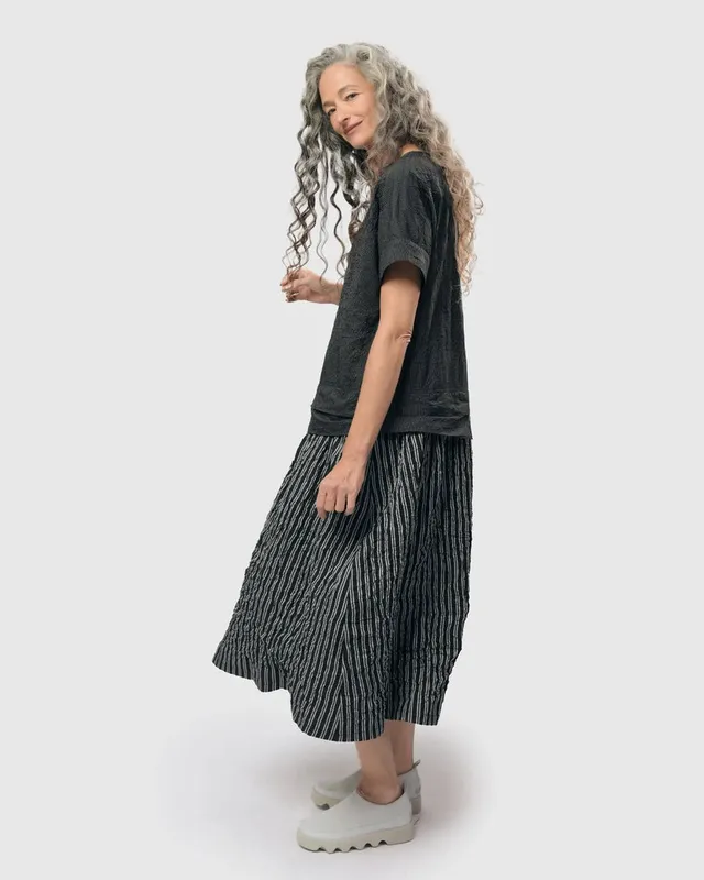alembika-urban-pinstripe-crinkle-maxi-dress-silber-schwarz image 1