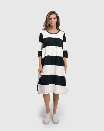 alembika-ayla-stripe-cocoon-kleid-wei-schwarz image 2