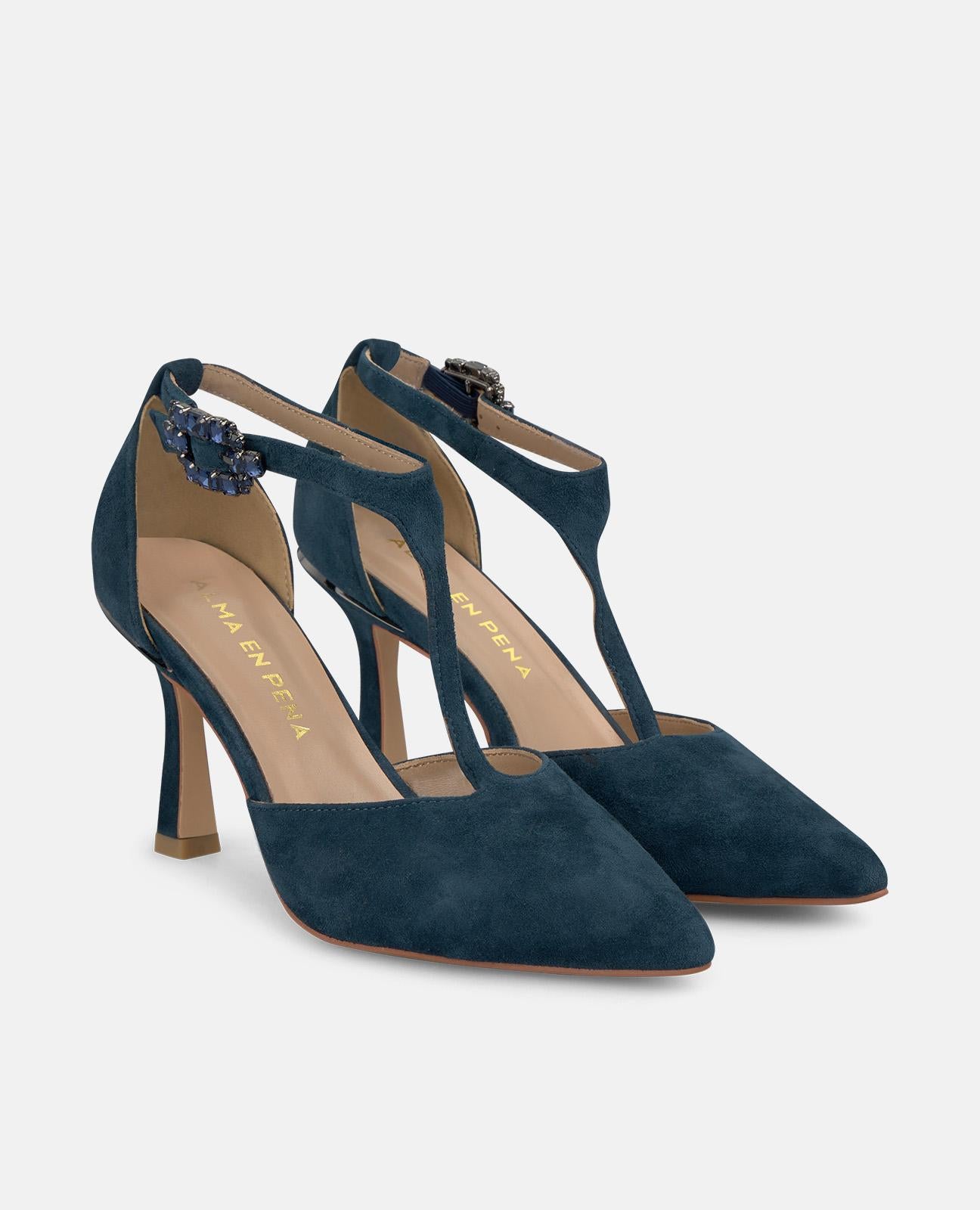 alma-en-pena-pumps-navy-mit-schmuckschnalle-strass-9-cm image 2