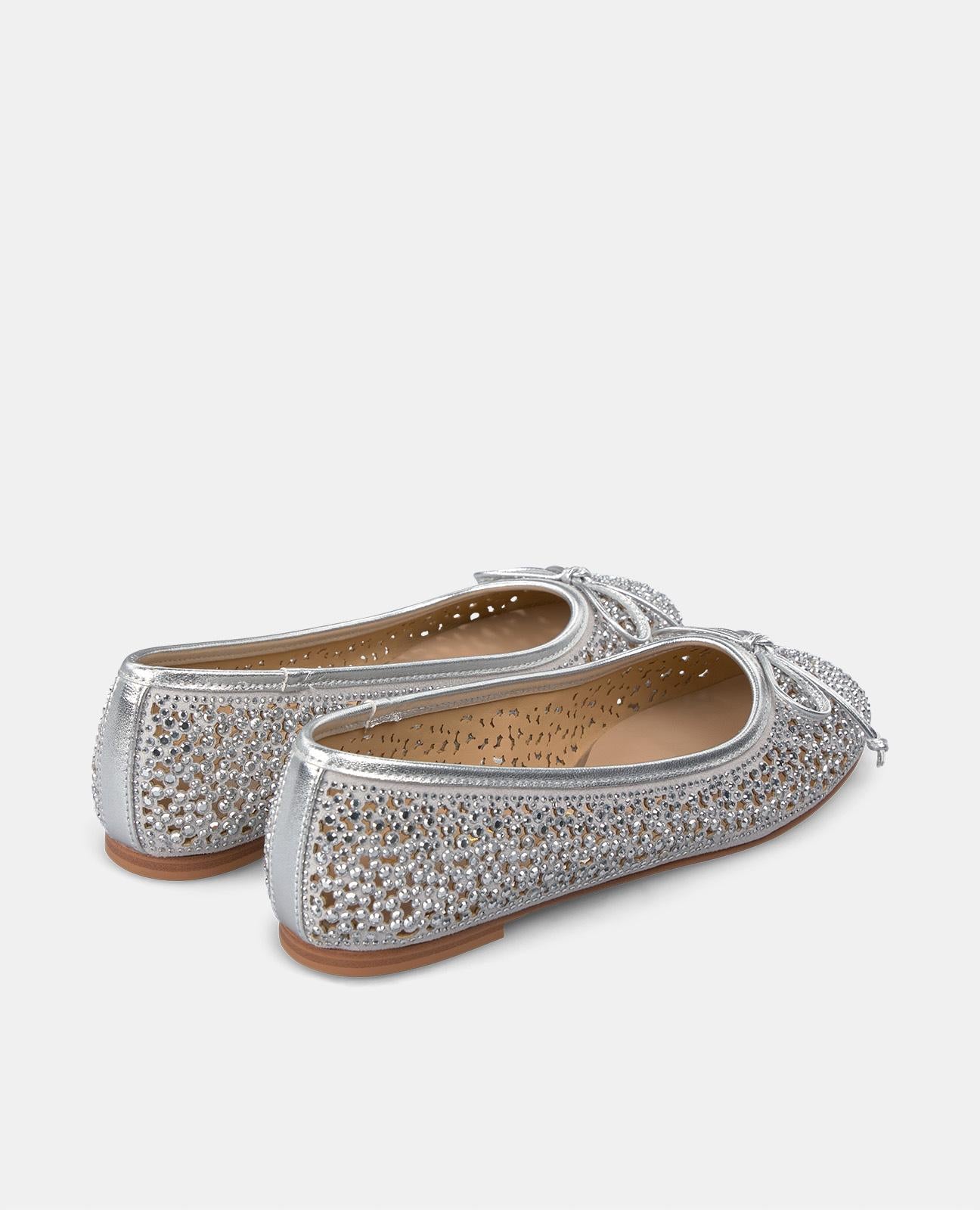 alma-en-pena-bailarina-lazo-damen-ballerina-silber-mit-strass-und-schleife image 3