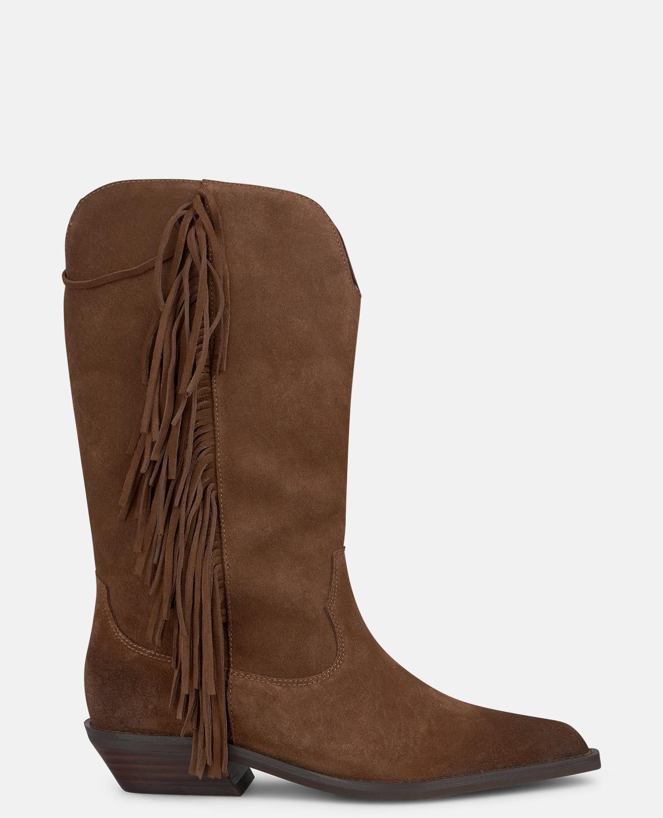 alma-en-pena-suede-cowboy-boots-damen-stiefel-camel-fransen-3-5-cm image 1