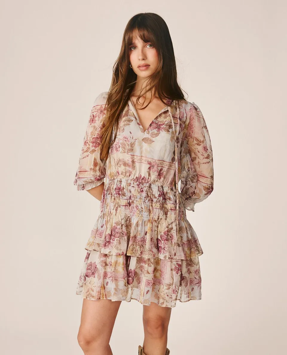 alma-en-pena-floral-print-chiffon-mini-dress-minikleid-rosa image 1