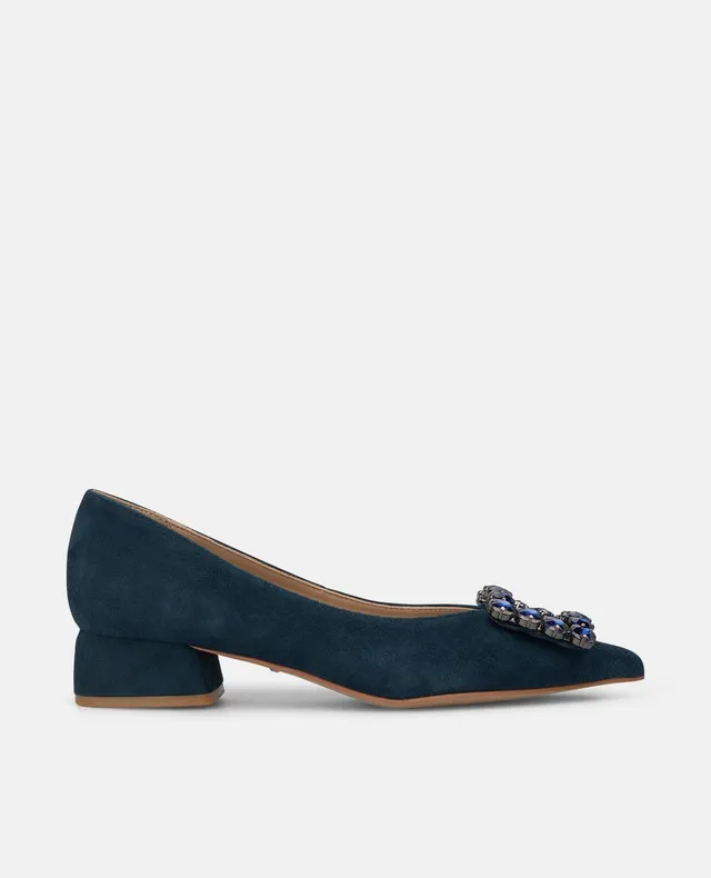 alma-en-pena-leder-ballerina-mit-blume-blau-3-5-cm image 1