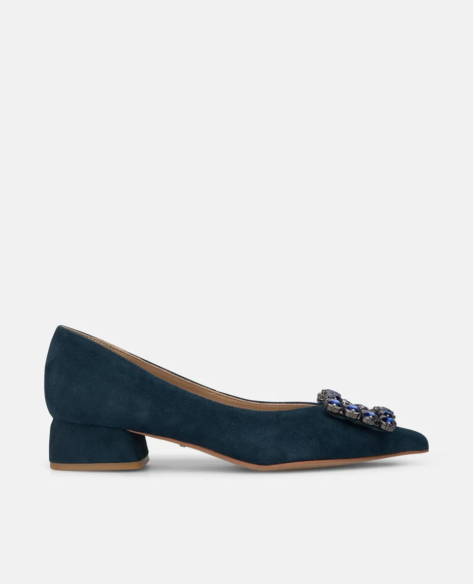 alma-en-pena-leder-ballerina-mit-blume-blau-3-5-cm image 1