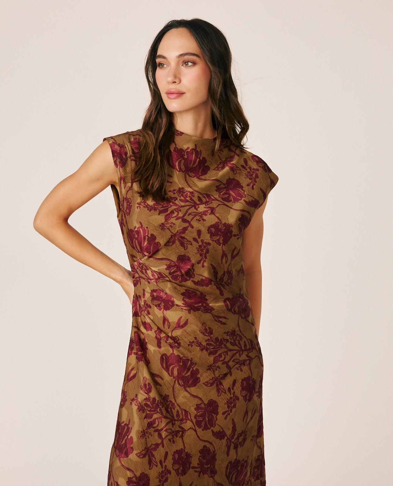 alma-en-pena-maxikleid-jacquard-floral-bronze-rmellos image 2