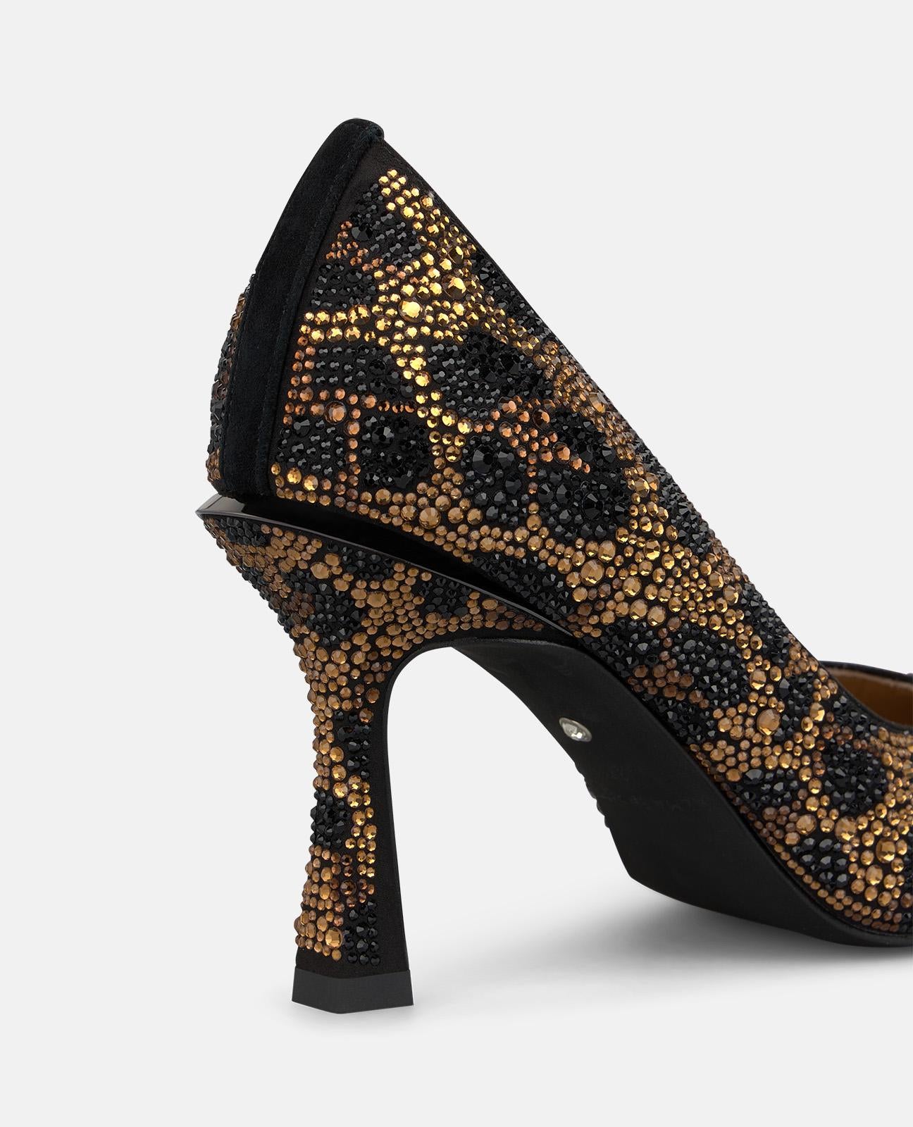 alma-en-pena-animal-print-pumps-mit-strass-spitze-pumps-8-cm-absatz-schwarz image 4