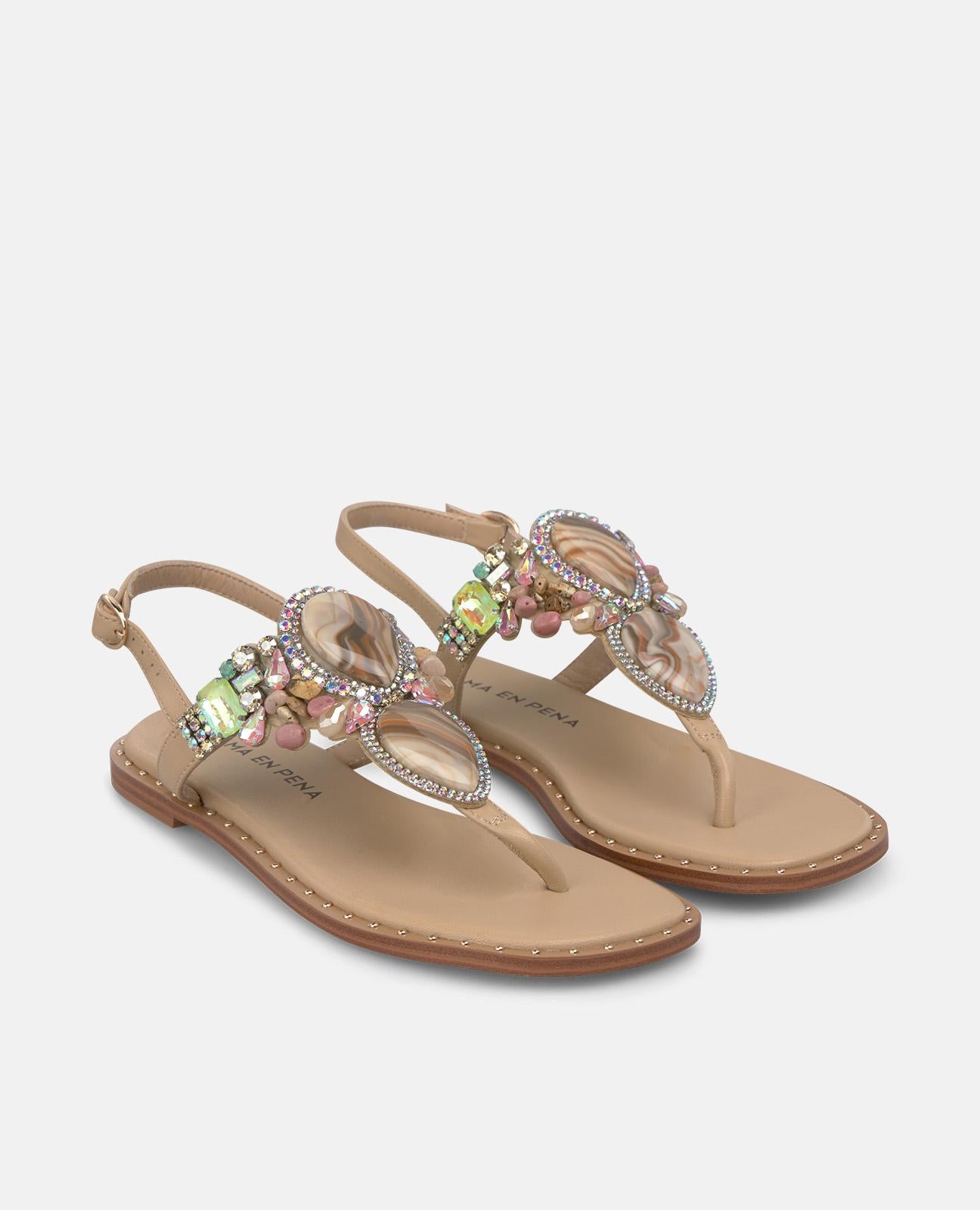 alma-en-pena-flache-sandalen-nappa-strass-arena image 2
