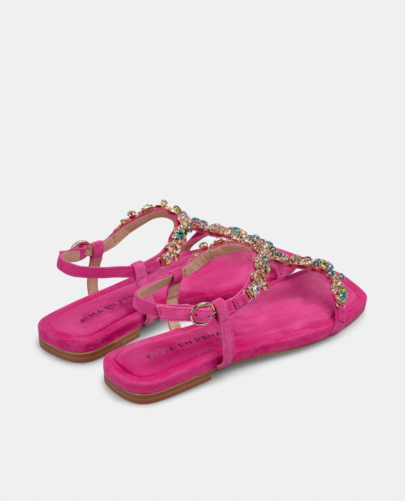 alma-en-pena-multicolor-beaded-sandal-flachsandale-fuchsia-1-cm image 3
