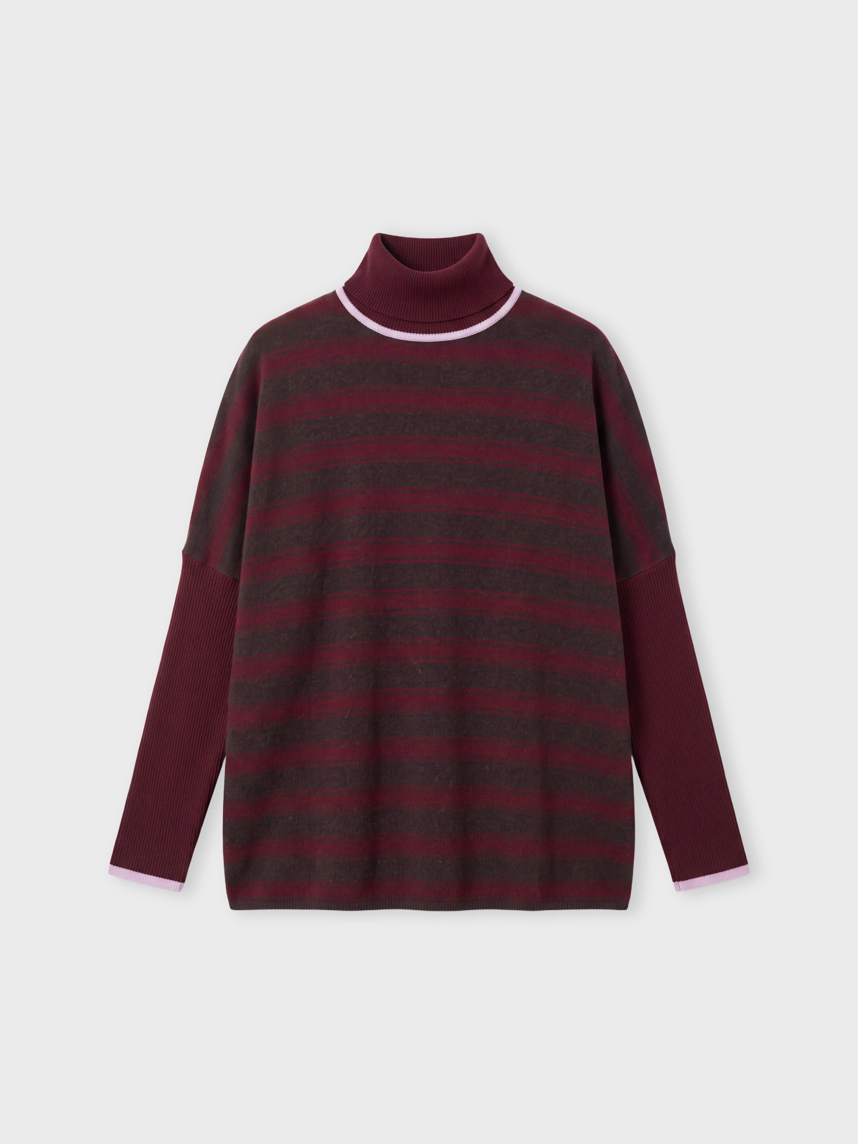 absolut-joanna-kaschmir-poncho-pullover-damen-rollkragen-gestreift image 1