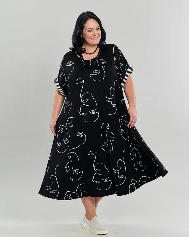 alembika-ayla-trapeze-midi-kleid-faces image 1
