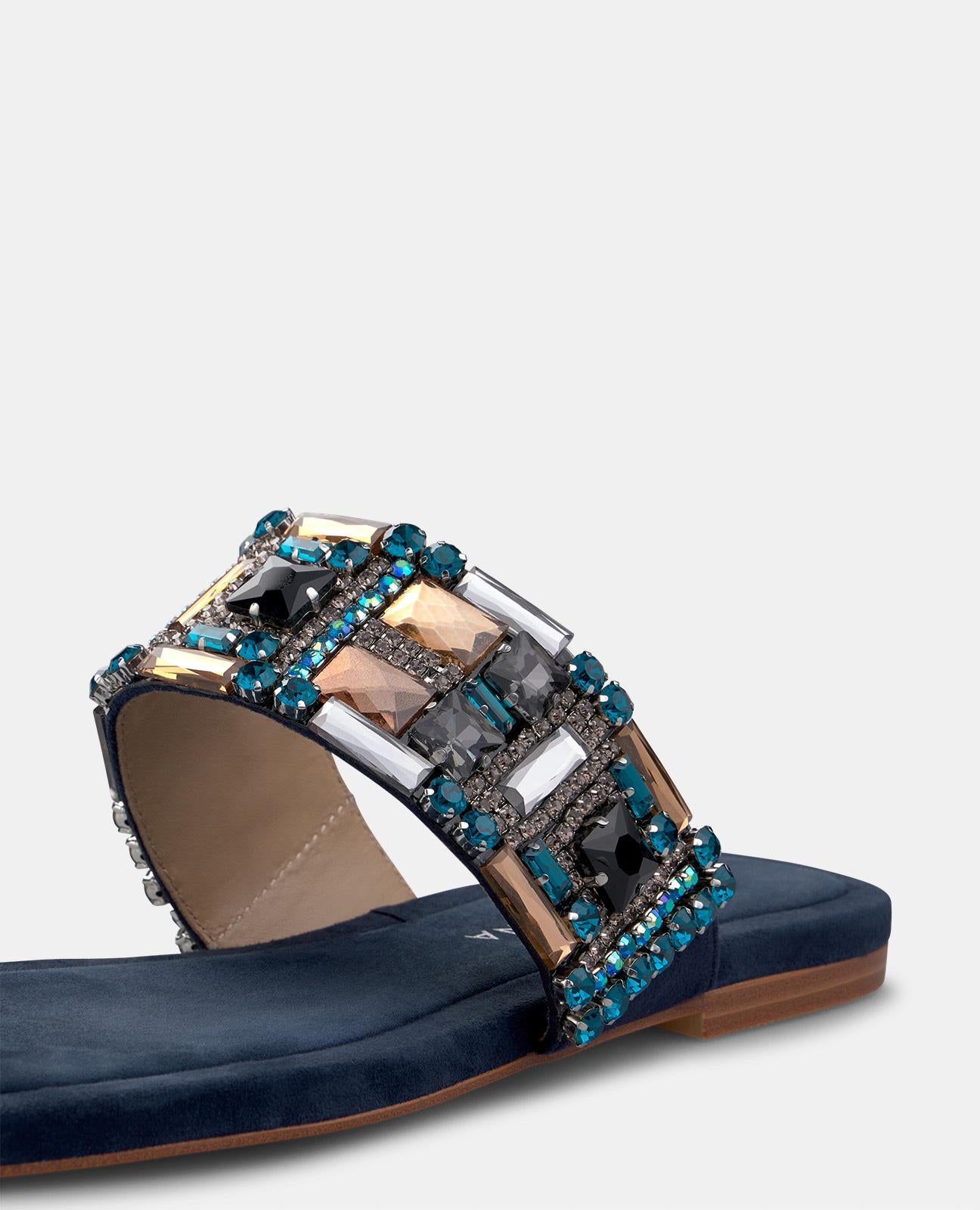 alma-en-pena-flache-sandalen-eckkappe-strass-blau image 5