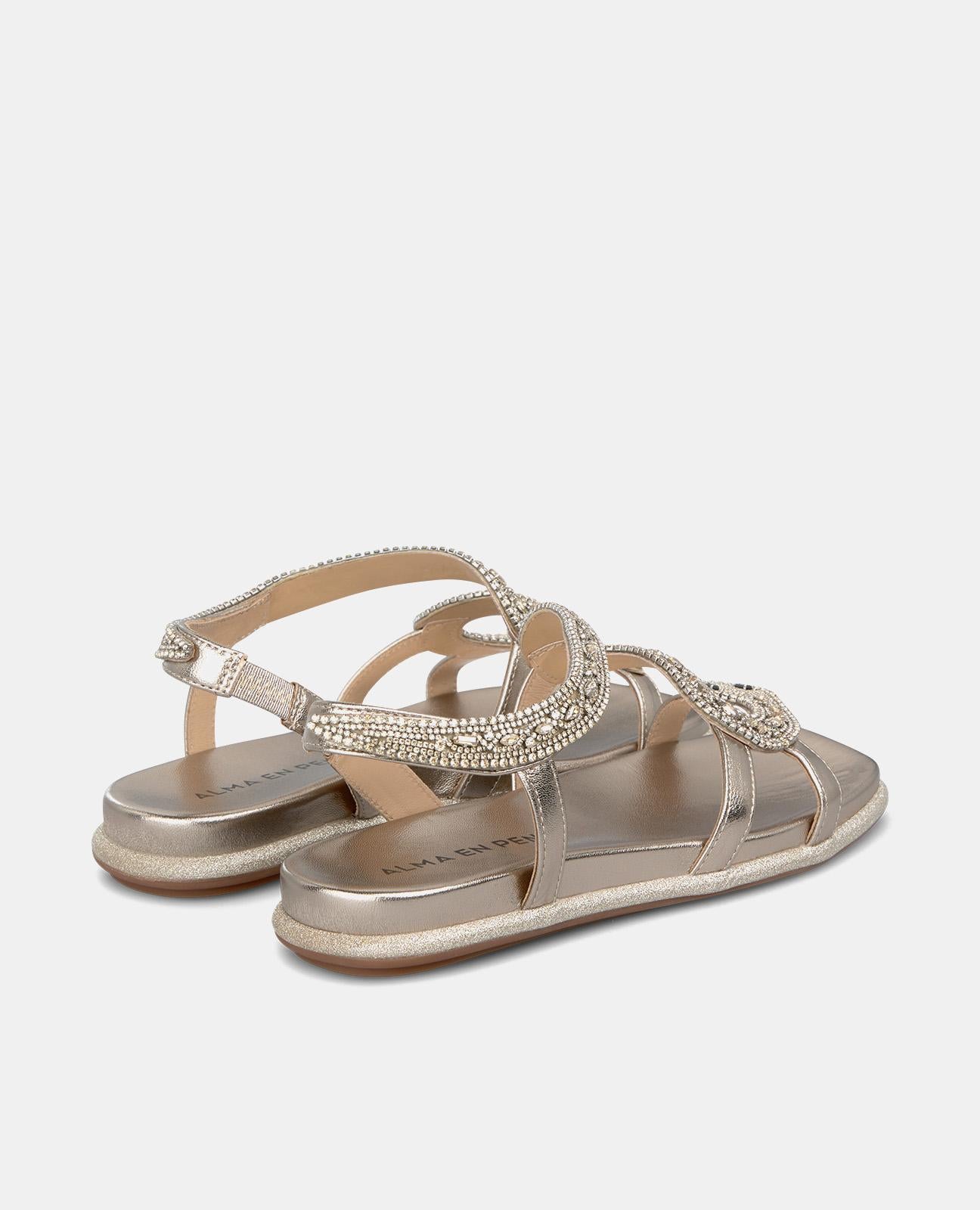 alma-en-pena-flache-sandalen-bronze-schlangen-strass-1-cm image 3