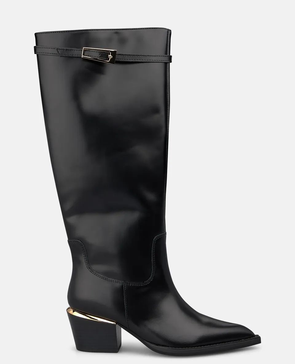 alma-en-pena-nappa-lederstiefel-mit-schnalle-schwarz image 1