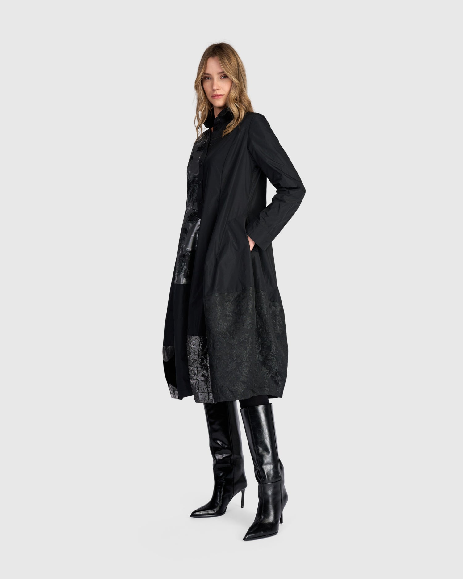 alembika-parlour-swish-shirtdress-black-silver-midi-blusenkleid image 5