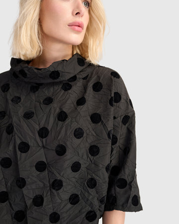 alembika-soiree-funnel-top-black-dots-boxy-top-taft image 2