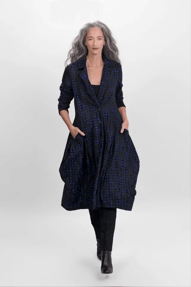 alembika-floral-check-mantel-jacke-blau image 1