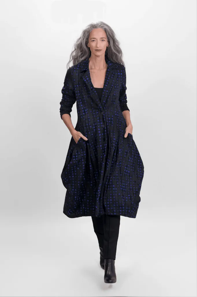 alembika-floral-check-mantel-jacke-blau image 1
