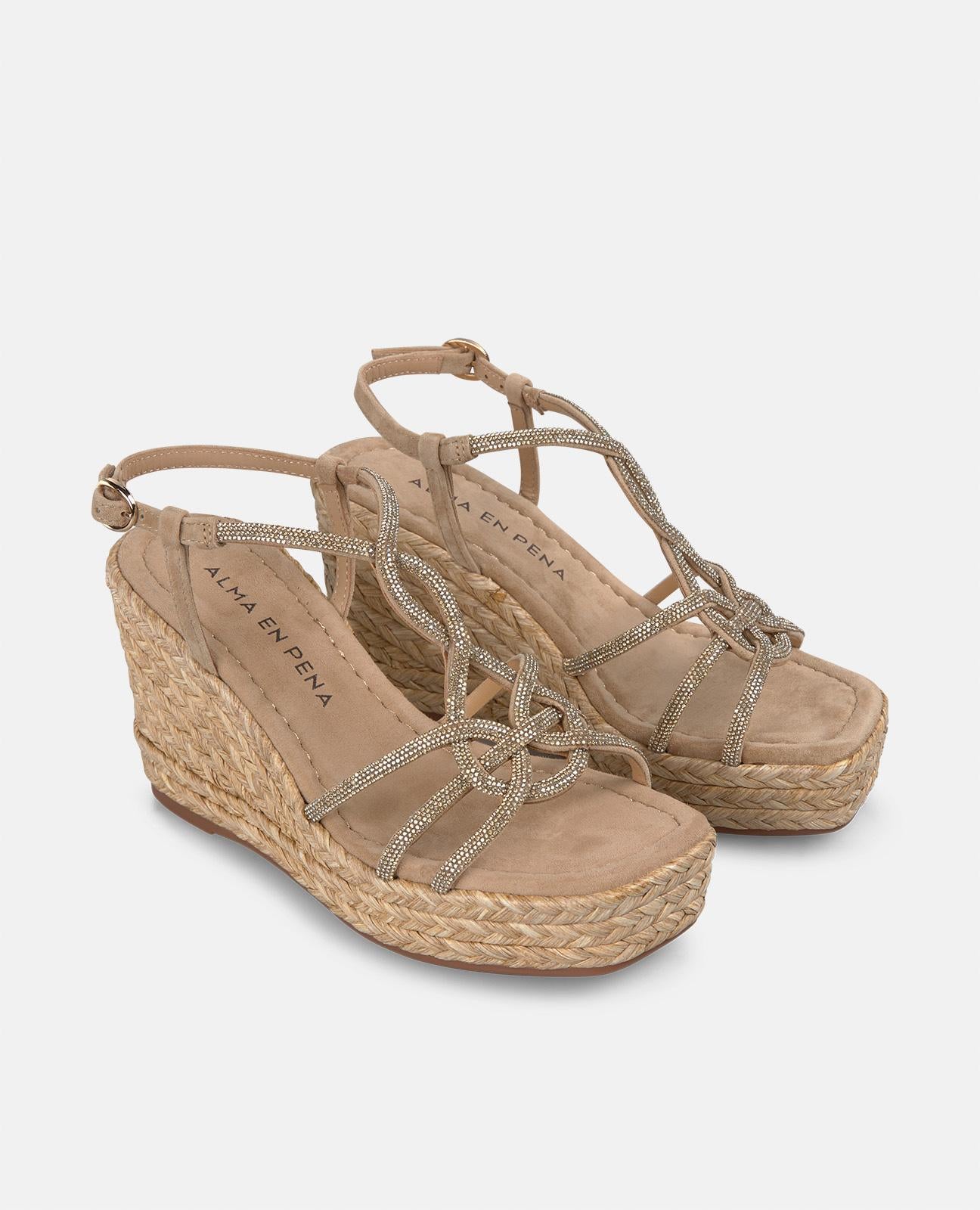 alma-en-pena-alfa-54248-keilsandalette-mit-strass-riemen-9-8-cm-sand image 2