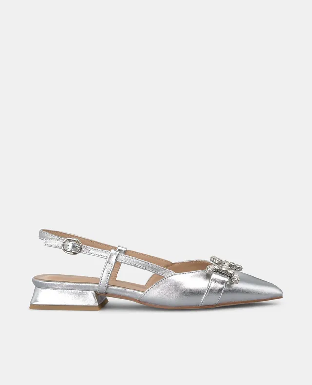 alma-en-pena-flat-stirrup-ballerinas-mit-strass-silber image 1