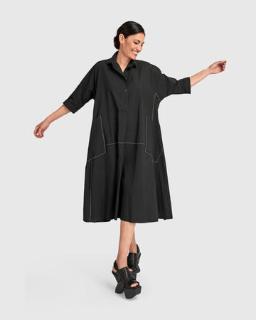 alembika-urban-the-edit-cotton-a-linien-kleid-black image 7
