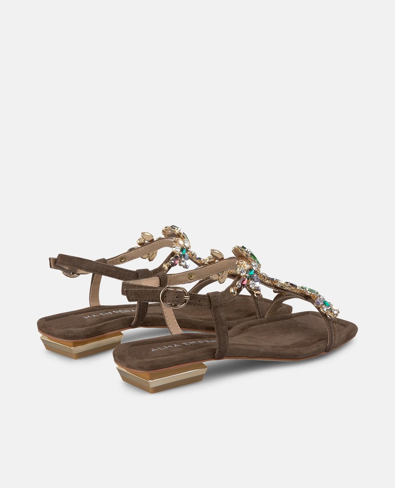 alma-en-pena-alfa-62819-flache-sandalen-mit-strass-braun image 3