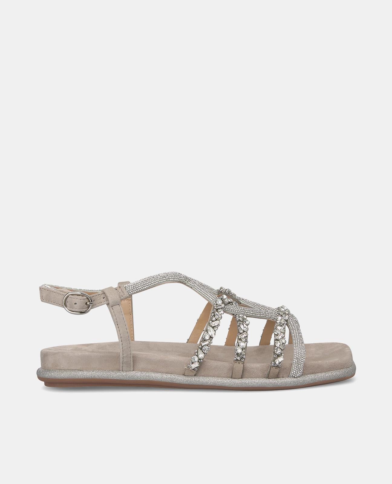 alma-en-pena-flat-interlaced-buckle-sandal-flache-sandale-strass-braun-1-cm image 1