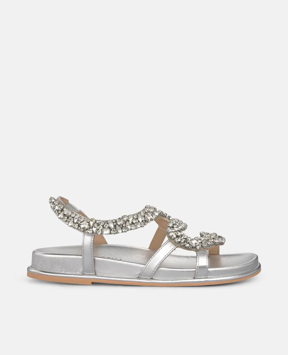 alma-en-pena-flat-sandal-snake-flache-sandalen-silber image 1