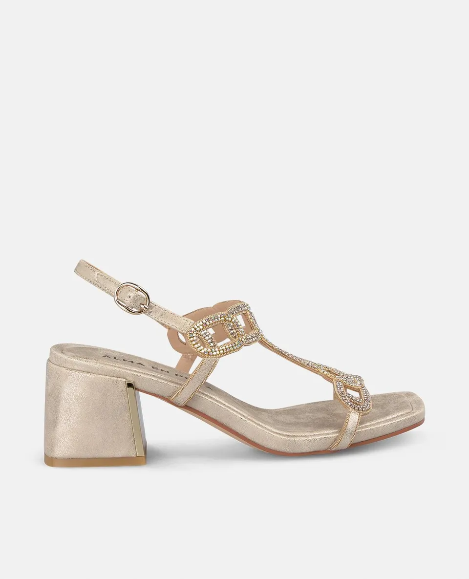 alma-en-pena-sandale-mit-strass-riemen-und-eckiger-zehe-gold image 1