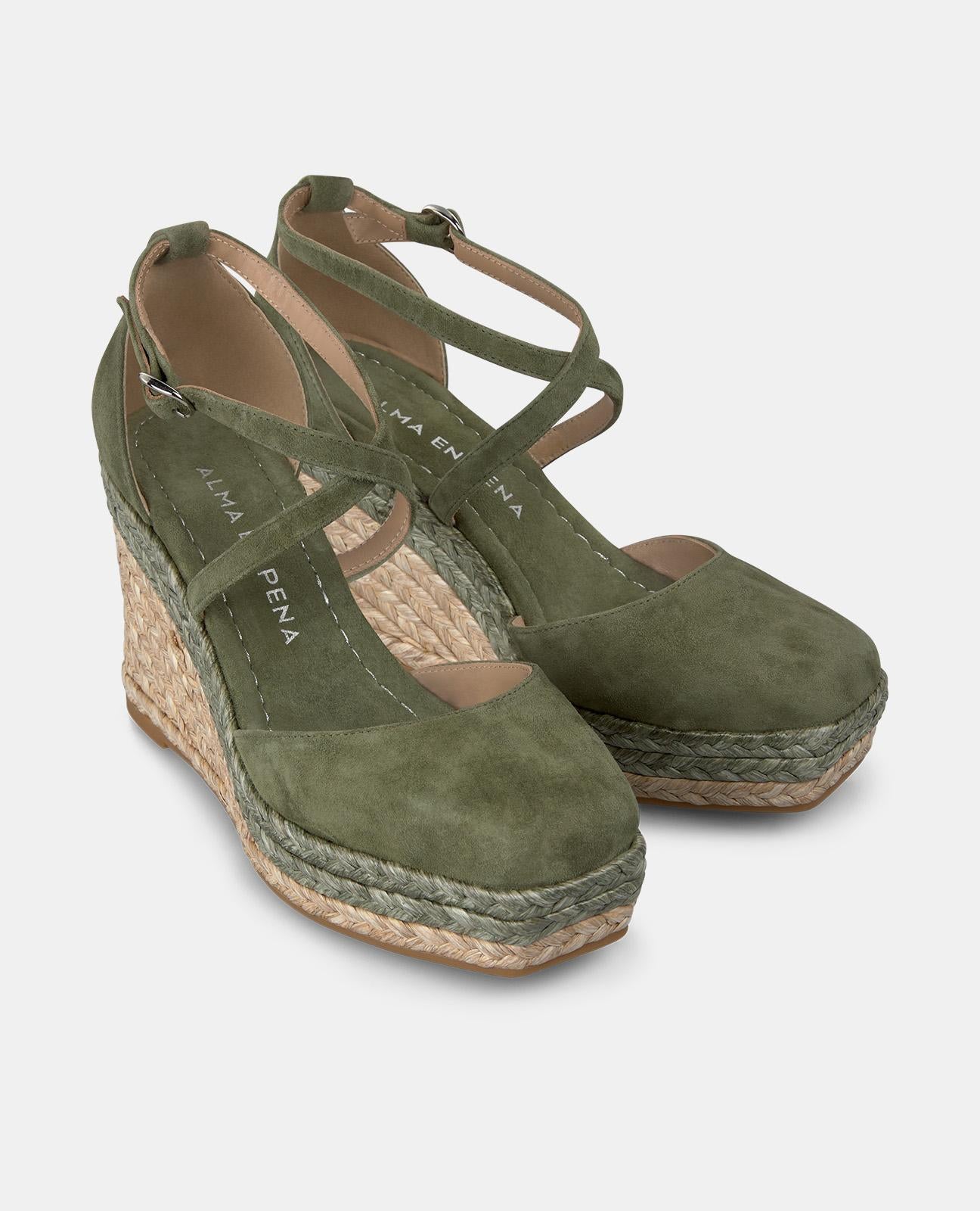 alma-en-pena-riemen-keilpantolette-leder-gr-n-9-cm image 2