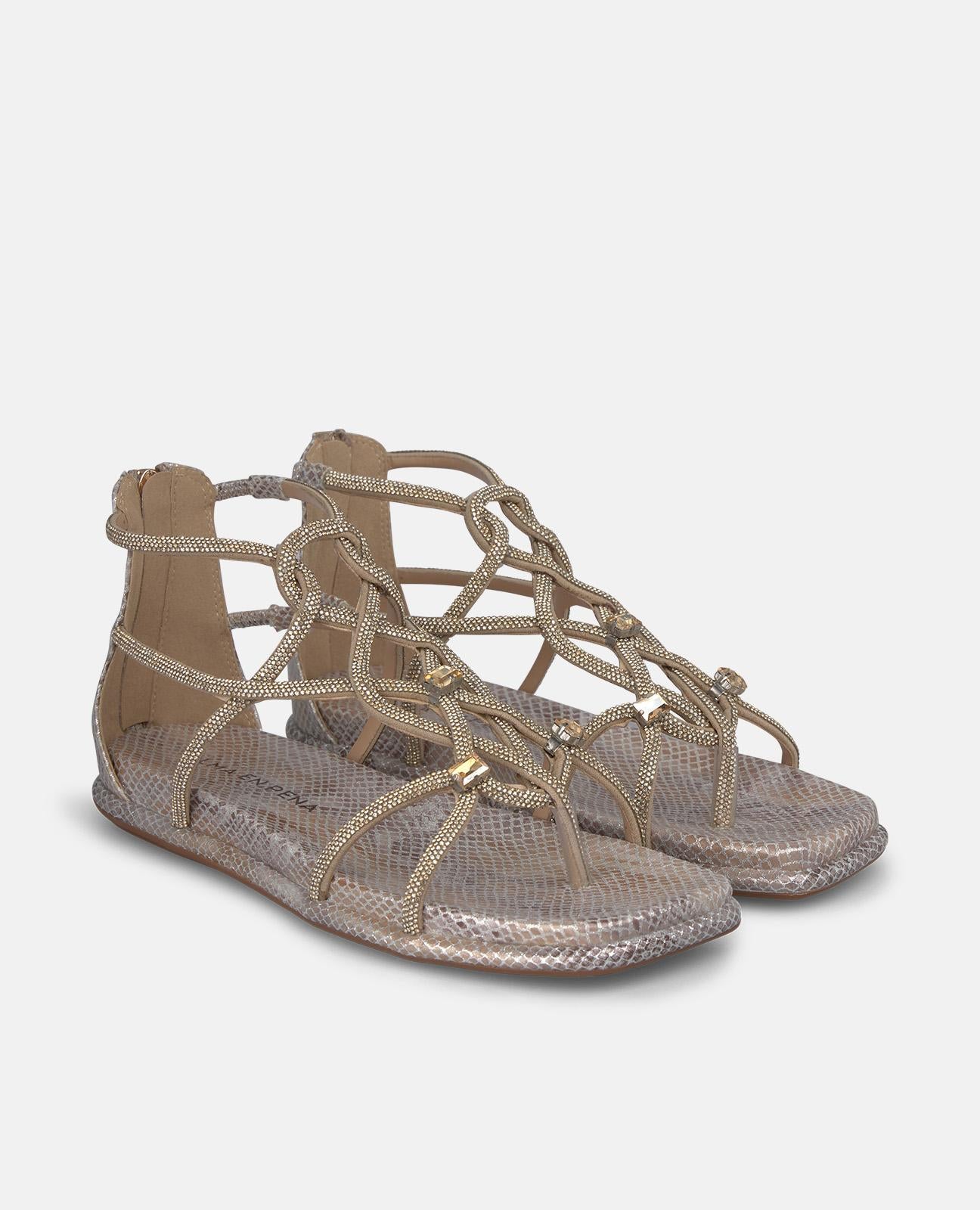 alma-en-pena-closed-heel-sandals-flach-metallic-braun-damen image 2